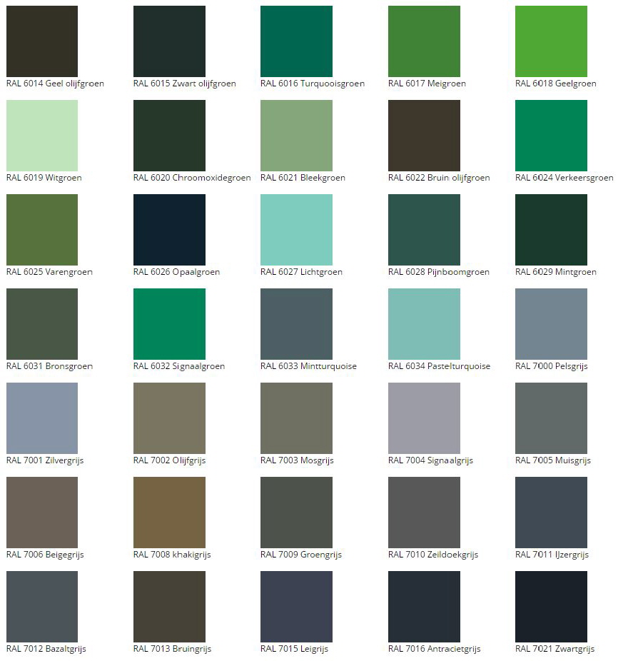 Kleurenkaart voor Quartzline Vloer Coatings